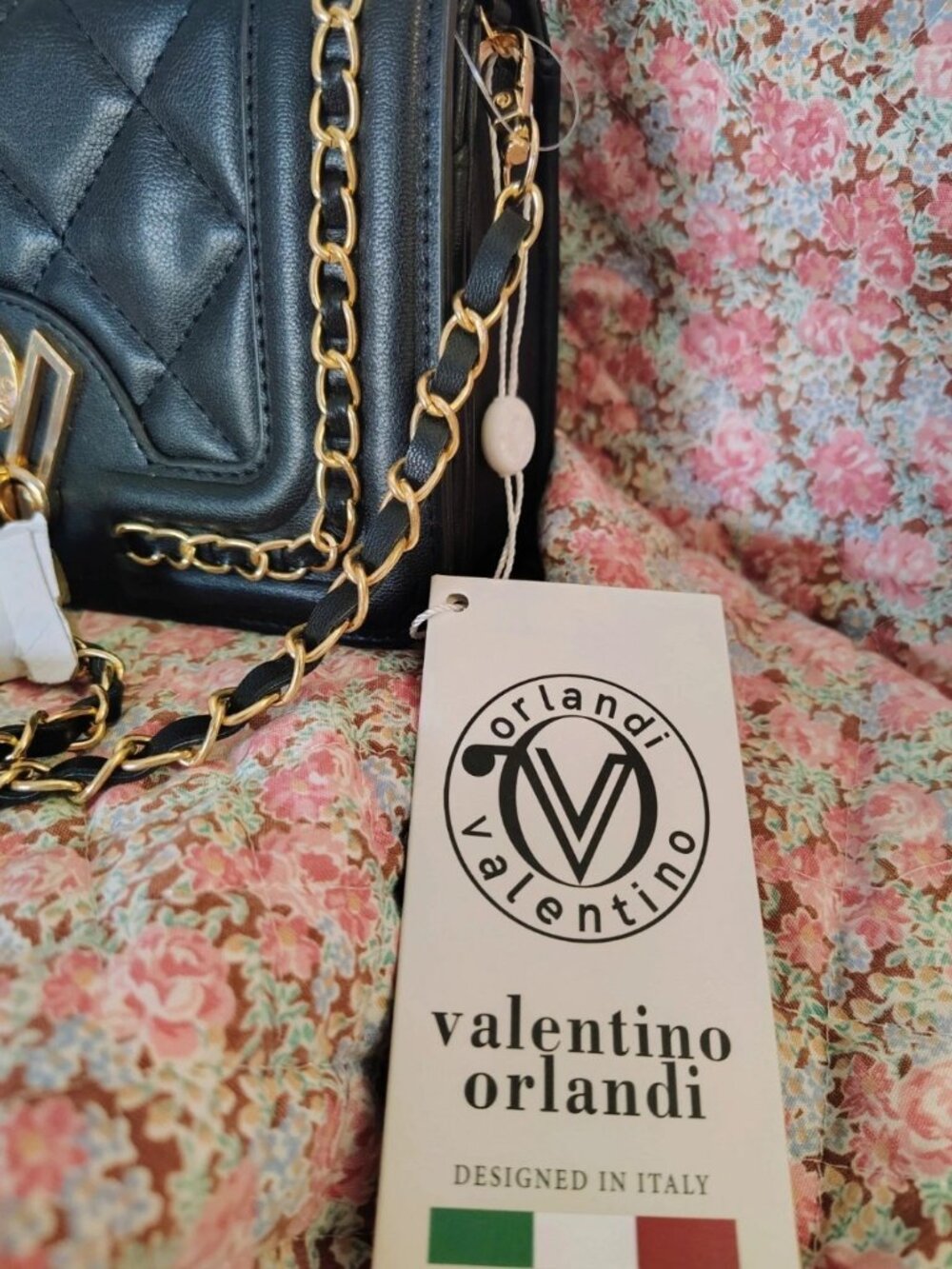 NWT Black Quilted Vegan Leather Orlandi Valentino Shoulder Crossbody Bag $299